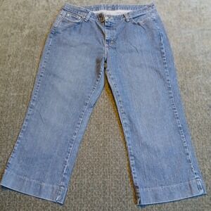 Riders by Lee Women Blue Medium Wash Cropped Denim Jeans Capris 16M